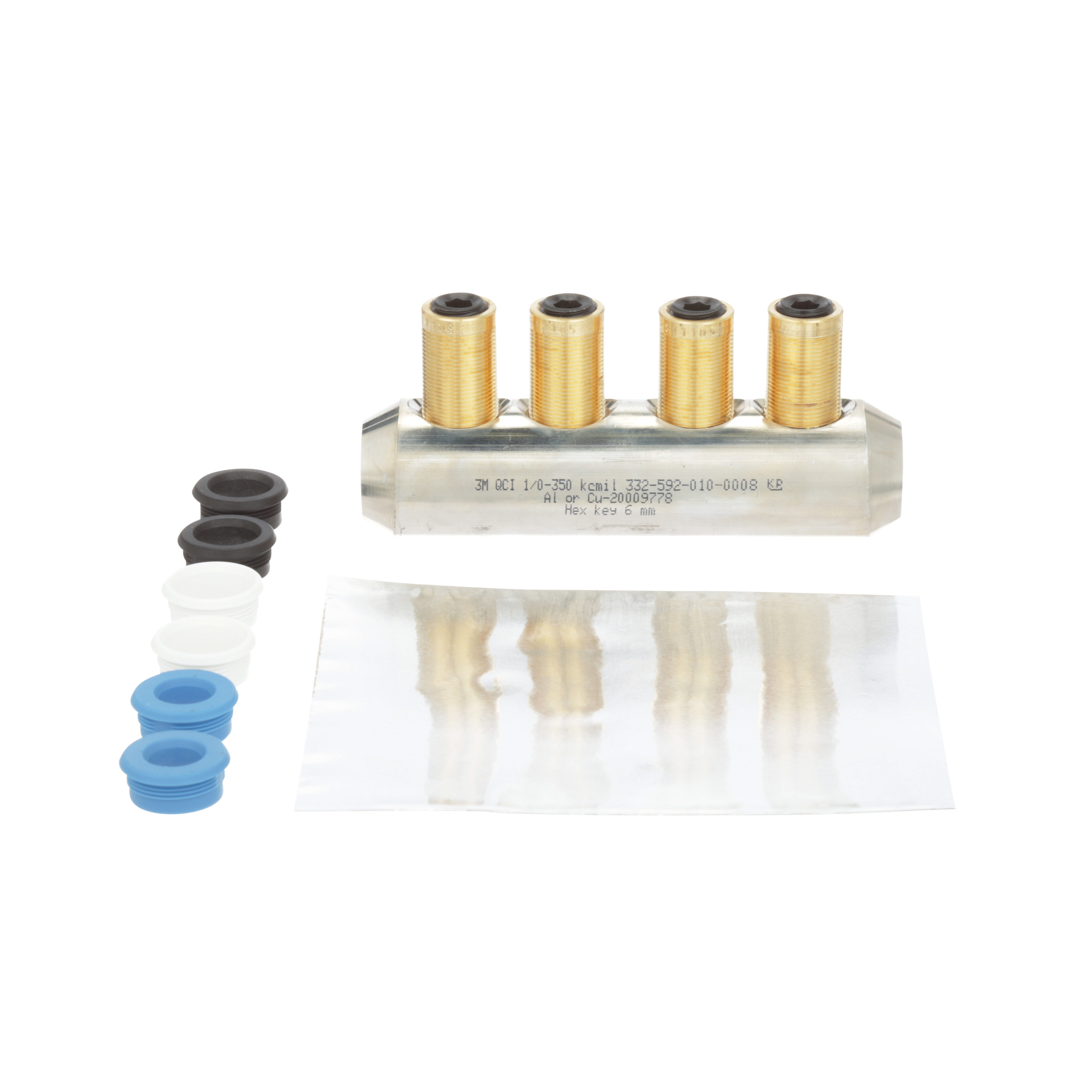 3M™ 7100172099 QCI In-Line Shearbolt Connector, 1/0 AWG to 350 kcmil Conductor Aluminum/Copper Conductor