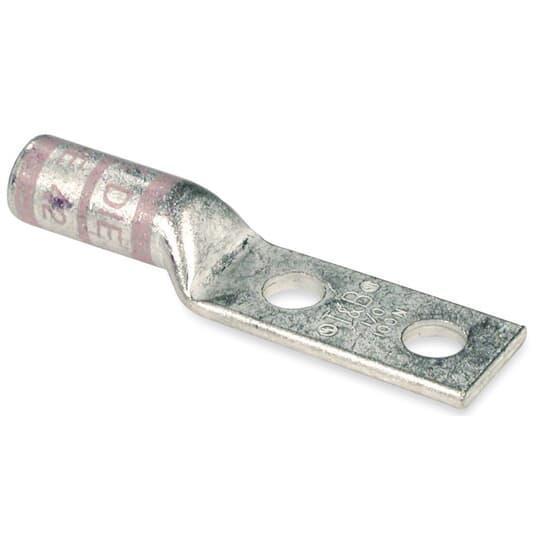 Color-Keyed® 54860BE 2-Hole Compression Connector Lug, 1/0 AWG Copper Conductor, Die Code: 42, 5/16 in Stud, Copper