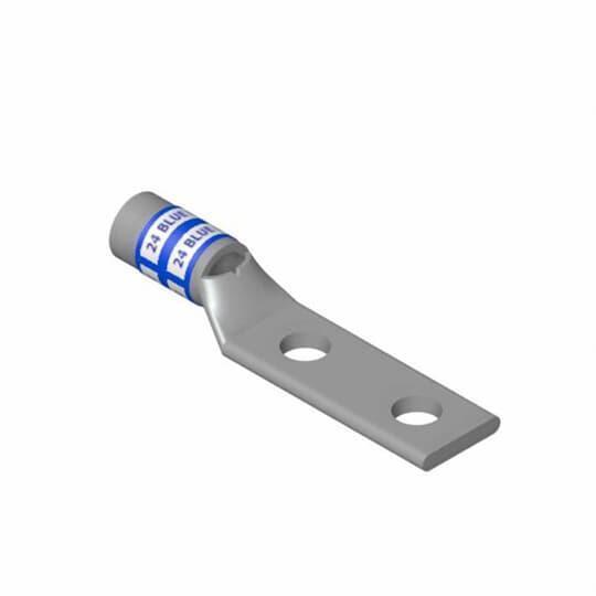Color-Keyed® 54214 2-Hole Compression Connector Lug, 300 kcmil Copper Conductor, Die Code: 66, 3/8 in Stud, Copper