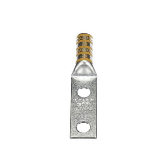 Color-Keyed® 54868BE 2-Hole Compression Connector Lug, 250 kcmil Copper Conductor, Die Code: 62, 1/2 in Stud, Copper