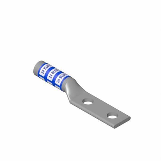 Color-Keyed® 54816BE 2-Hole Compression Connector Lug, 3/0 AWG Copper Conductor, Die Code: 50, 3/8 in Stud, Copper