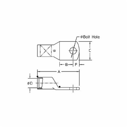 Color-Keyed® MCC300M12 1-Hole Metric Compression Lug and Splice, 300 mm, 12 mm mm Stud, Copper