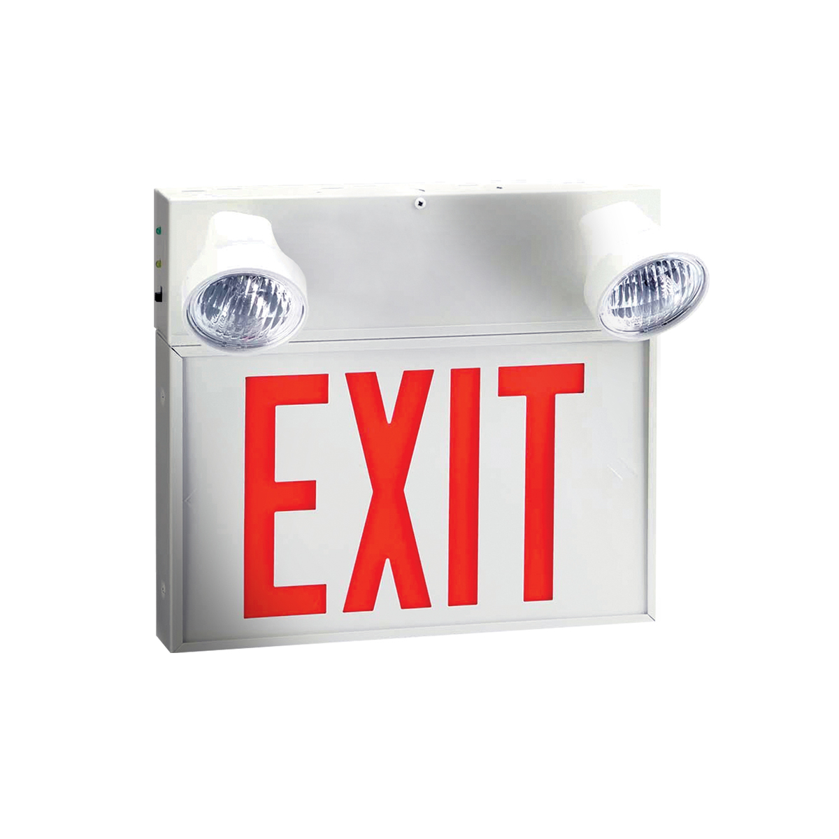 Lumacell® Nexus® 10LMCE2MT9W Single Face Combination Lighting Unit and Exit, Mini Tungsten Lamp, 44 W Fixture, 120/347 VAC, 6 VDC, Factory White Housing, ON Legend