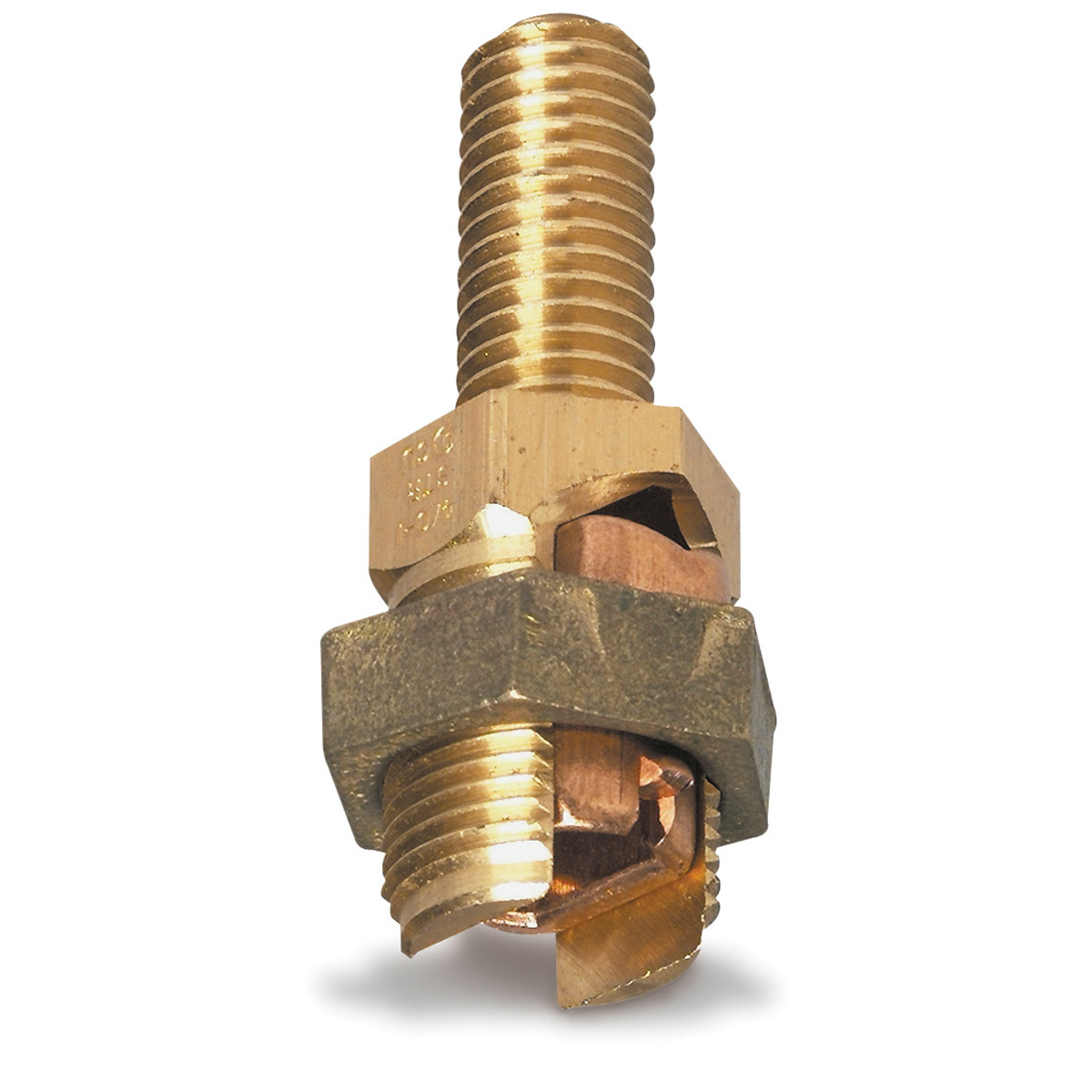 Blackburn® E-Z Ground® SP5SL Type SP Long Stud Mechanical Grounding Service Post Connector, 1 Conductors, 2 to 1/0 AWG, 2 AWG Conductor, 1/2-13 x 1-1/4 in Stud, Bronze Alloy/Copper