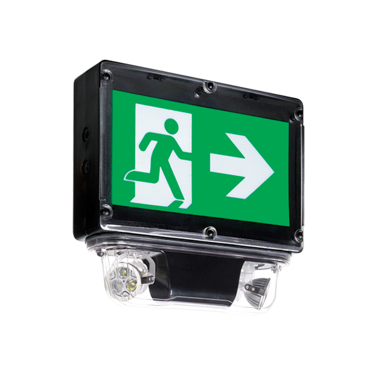 T&B® RNC1W6N36LD1ADCW Pictogram Self-Powered Single Face Exit Sign Combination Unit, LED/MR16 Lamp, 36 W Fixture, 120/347 VAC, 6 VDC, Factory White Housing, On Legend