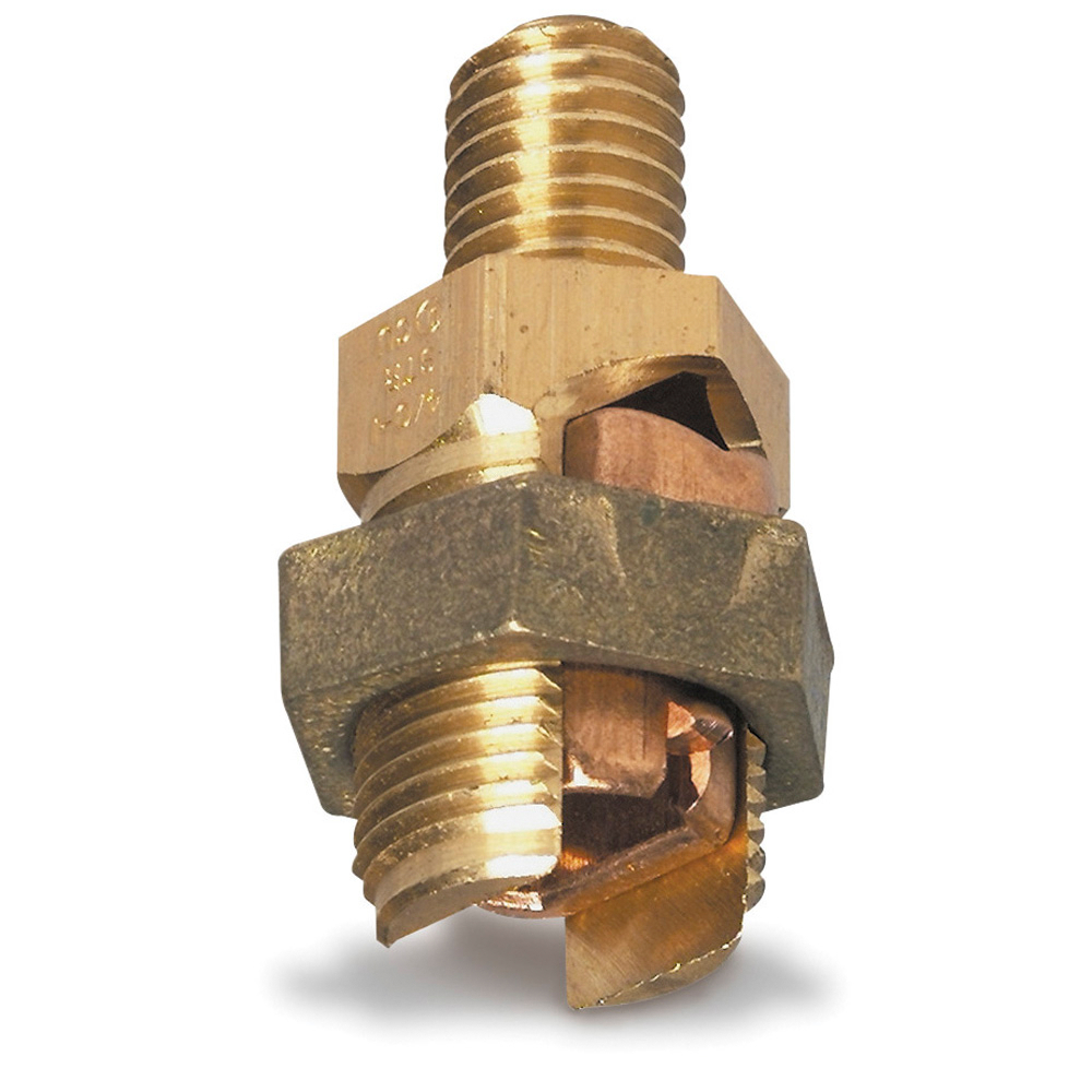 Blackburn® E-Z Ground® SP6SS Type DS Short Stud Mechanical Grounding Service Post Connector, 1 Conductors, 2 to 2/0 AWG, 2 AWG Conductor, 1/2-13 x 3/4 in Stud, Bronze Alloy/Copper