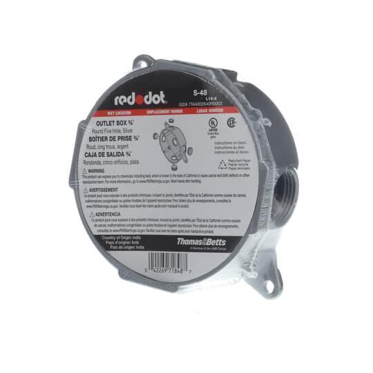 Red Dot® S-48 Device Outlet Box, Die Cast Aluminum, 15.8 cu-in Capacity, 5 Outlets, 1-5/8 in D