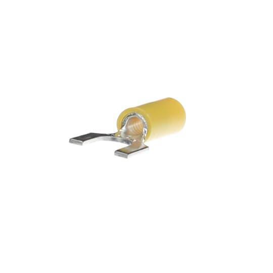 Sta-Kon® 10RC-14F RC Series Insulated Fork Terminal, 12 to 10 AWG Conductor, 1.15 in L, Brazed Seam/Serrated Barrel, Copper, Yellow