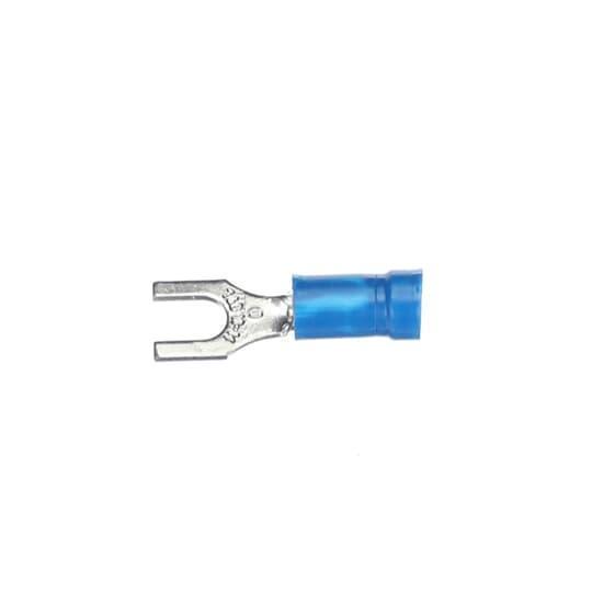 Sta-Kon® 14RB-8F RB Series Insulated Fork Terminal, 18 to 14 AWG Conductor, 0.97 in L, Brazed Seam/Serrated Barrel, Copper, Blue