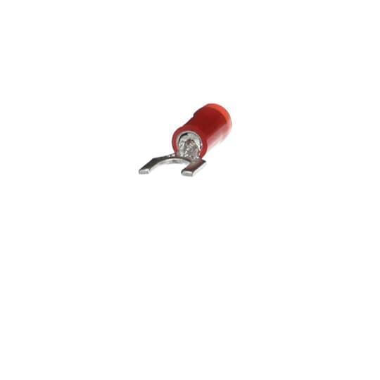 Sta-Kon® RA18-8F RA Series Insulated Fork Terminal, 22 to 16 AWG Conductor, 0.83 in L, Brazed Seam/Serrated Barrel, Copper, Red