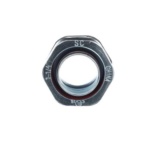 Steel City® CI6110 Straight Liquid Tight Conduit Connector With 1-1/4 in Knockout, 1-1/4 in Trade, Steel, Electro-Plated Zinc