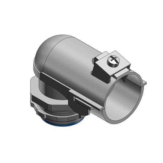 T&B® Tite-Bite® 3130-C Grounding Insulated Cable Angle Connector, 3/8 in Trade, 0.47 to 0.59 in Cable Openings, Steel, Zinc Plated