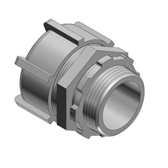 T&B® Industrial Fitting 5231AL Non-Insulated Straight Liquid Tight Conduit Connector, 3/8 in Trade, Aluminum, Zinc Plated/Clear Chromate