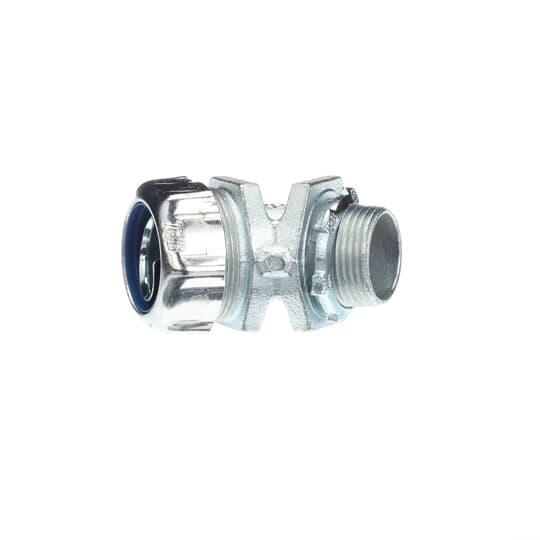 T&B® Industrial Fitting 5243 Non-Insulated Liquid Tight Conduit Connector, 3/4 in Trade, 45 deg, Malleable Iron, Chromate Coated/Electro-Plated Zinc