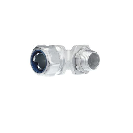 T&B® Industrial Fitting 5252AL Non-Insulated Liquid Tight Conduit Connector, 1/2 in Trade, 90 deg, Aluminum, Zinc Plated/Clear Chromate
