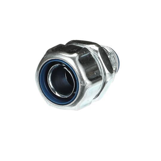 T&B® Industrial Fitting Safe Edge® 5332 Insulated Straight Liquid Tight Conduit Connector, 1/2 in Trade, Steel, Chromate Coated/Electro-Plated Zinc