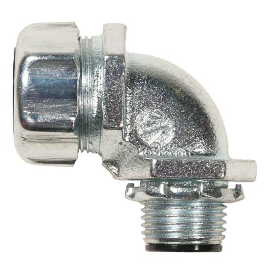 T&B® Industrial Fitting Safe Edge® 5353-HT High Temperature Insulated Liquid Tight Conduit Connector, 3/4 in Trade, 90 deg, Malleable Iron, Zinc Plated/Clear Chromate
