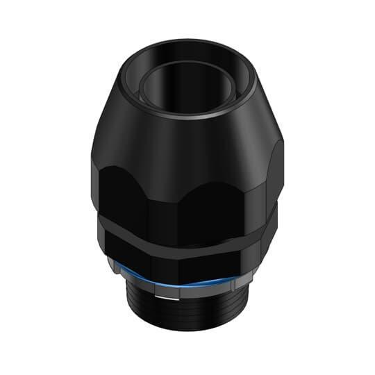 T&B® Industrial Fitting Plastic Bullet® LT200P Flexible Straight Liquid Tight Conduit Connector, 2 in Trade, Thermoplastic