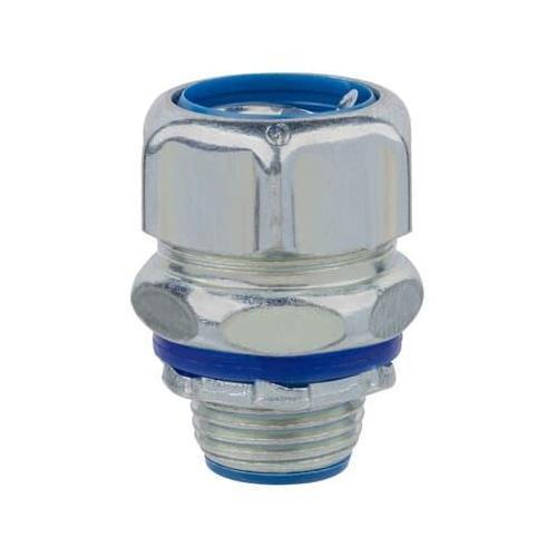 T&B® Industrial Fitting Safe Edge® 5333 Insulated Straight Liquid Tight Conduit Connector, 3/4 in Trade, Steel, Chromate Coated/Electro-Plated Zinc