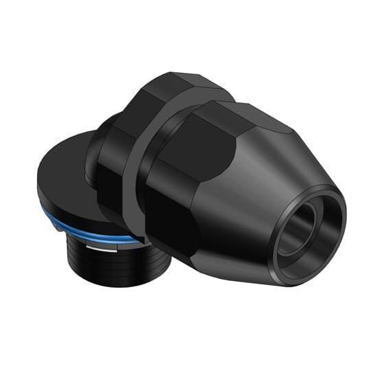 T&B® Industrial Fitting Plastic Bullet® LT938P Flexible Liquid Tight Conduit Connector, 3/8 in Trade, 90 deg, Thermoplastic