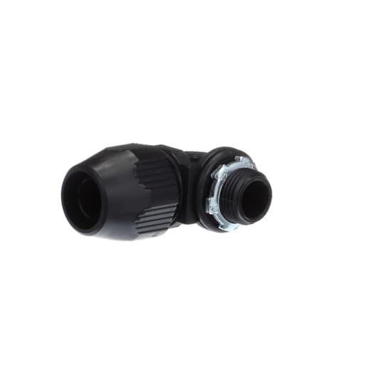 T&B® Industrial Fitting Plastic Bullet® LT950P Flexible Liquid Tight Conduit Connector, 1/2 in Trade, 90 deg, Thermoplastic