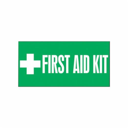 Accuform® LFSD508XVE Safety Label, 3 in L x 7 in W, FIRST AID KIT Legend, Green/White, Adhesive Vinyl, 1 per Pack Labels
