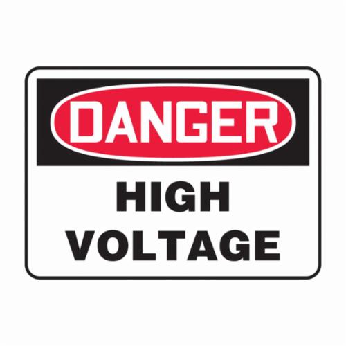 Accuform® MELC113VS Danger Sign, DANGER, 7 in H x 10 in W, Red/Black on White, Adhesive Vinyl, Surface Mount