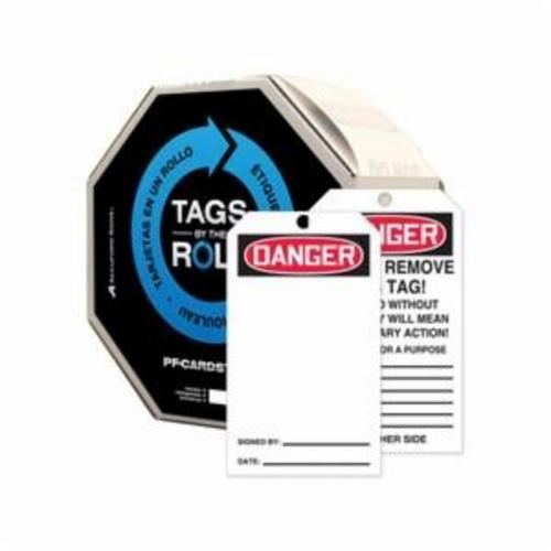 Accuform® TAR423 Tags By-The-Roll™ Danger Tag, 6-1/4 in H x 3 in W, Black on White/Red, 3/8 in Hole, Cardstock