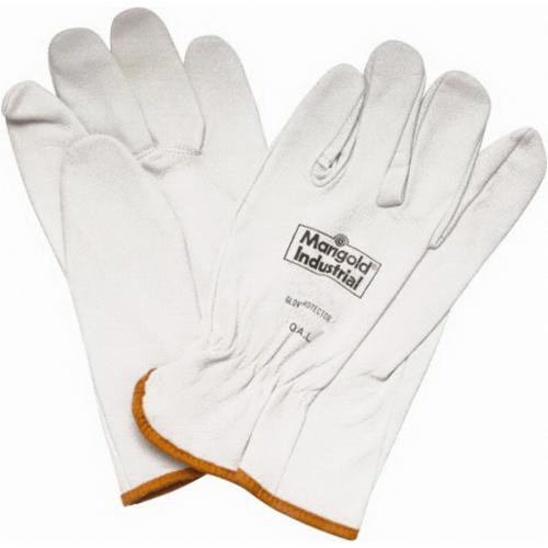 Marigold® Protective Gloves, Grain Goatskin Leather Palm, Light Gray, 10 in