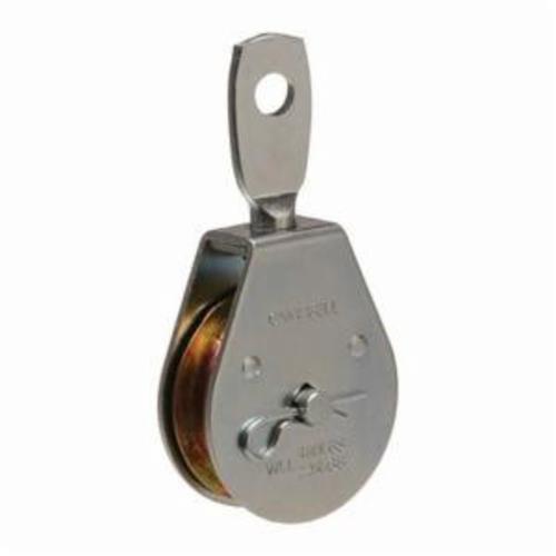 Campbell® T7550302 Heavy Duty Single Sheave Swivel Eye Pulley, 2 in, 480 lb Load, Die Cast Zinc Sheave/Steel Body, Zinc Plated