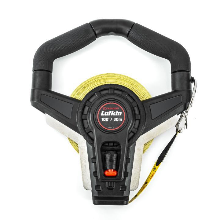 Crescent® FE100-02 Long Tape, 100 ft L Blade x 1/2 in W Blade, Fiberglass Blade, Graduations 1 mm Bottom/ 1/8 in Top