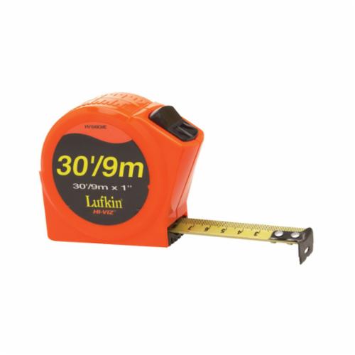Crescent® HV1049CME 1000 High Visibility Tape Measure, 30 ft L x 1 in W Blade, Steel Blade, Imperial/Metric Measuring System