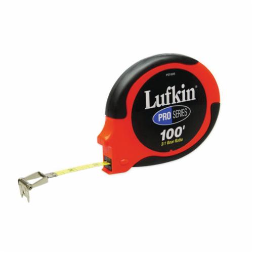 Crescent® PS100S Pro Series Tape Measure, 100 ft L x 3/8 in W Blade, Steel Blade, Imperial Measuring System, 1/8ths Graduation