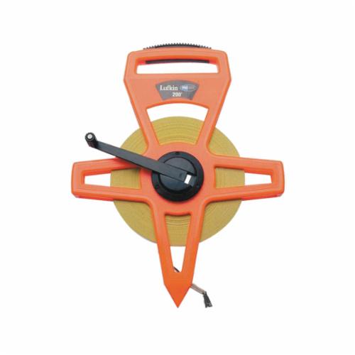 Crescent® PS1708 Pro High Visibility Tape Measure, 200 ft L x 1/2 in W Blade, Fiberglass Blade, Imperial Measuring System, Inches to 1/8ths Top, 10th and 100th Bottom Graduation