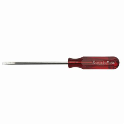 Weller® R183V Screwdriver With Pocket Clip, 1/8 in Slotted, Vanadium Steel Shank, 5-1/4 in OAL, Plastic Handle, Polished Chrome, AISI 6150