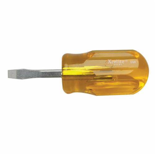 Weller® S3161 Stubby Screwdriver, 3/16 in Slotted, Vanadium Steel Shank, 3-1/4 in OAL, Plastic Handle, Polished Chrome, AISI 6150
