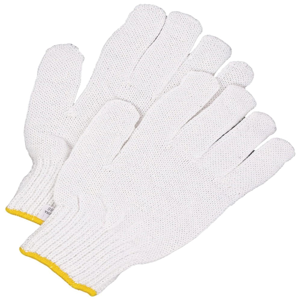 BDG Classic™ 10-9-77 Classic/Cotton Gloves, Reversible, Polyester/Cotton Palm, Polyester/Cotton, Bleached White, String Knit Wrist Cuff, Resists: Abrasion, Seamless Lining