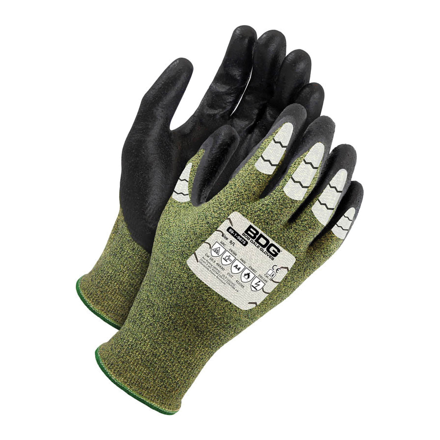 BDG Arc Tek Arc Tek® 99-1-9675 Gloves, Seamless Knit/Aramid Shell, Resists: Abrasion, Arc Flash, Cut, Flame, Heat, Puncture and Tear, ANSI Cut Level A4, ANSI 2 Conductive Heat, EN 388 4X43D, EN 407 4122XX, NFPA Cat 2 ATPV