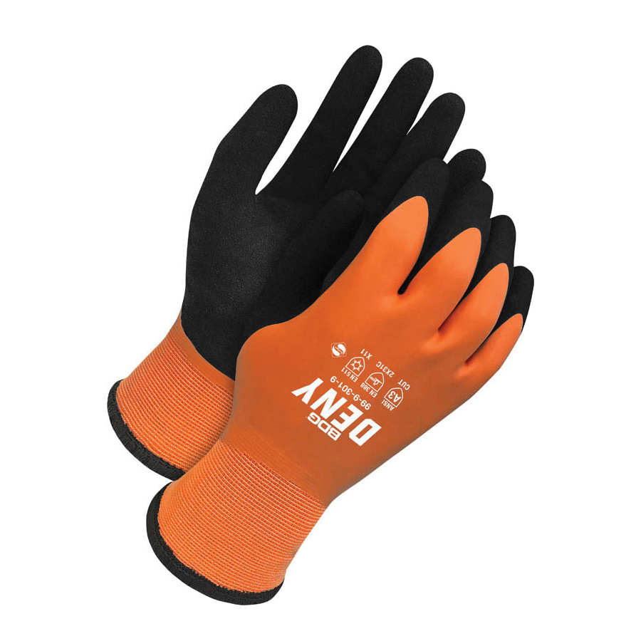 BDG DENY™ 99-9-301 Cut-Resistant Gloves, Foam Latex Coating, Elastic Knit Wrist/Hemmed Cuff, Resists: Abrasion, Cold, Cut, Heat, Tear and Water, ANSI Cut-Resistance Level: A3, Paired Hand