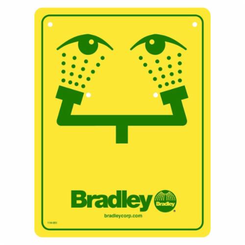 Bradley® 114-051 Safety Eyewash Sign, For Use With Bradley Eyewash