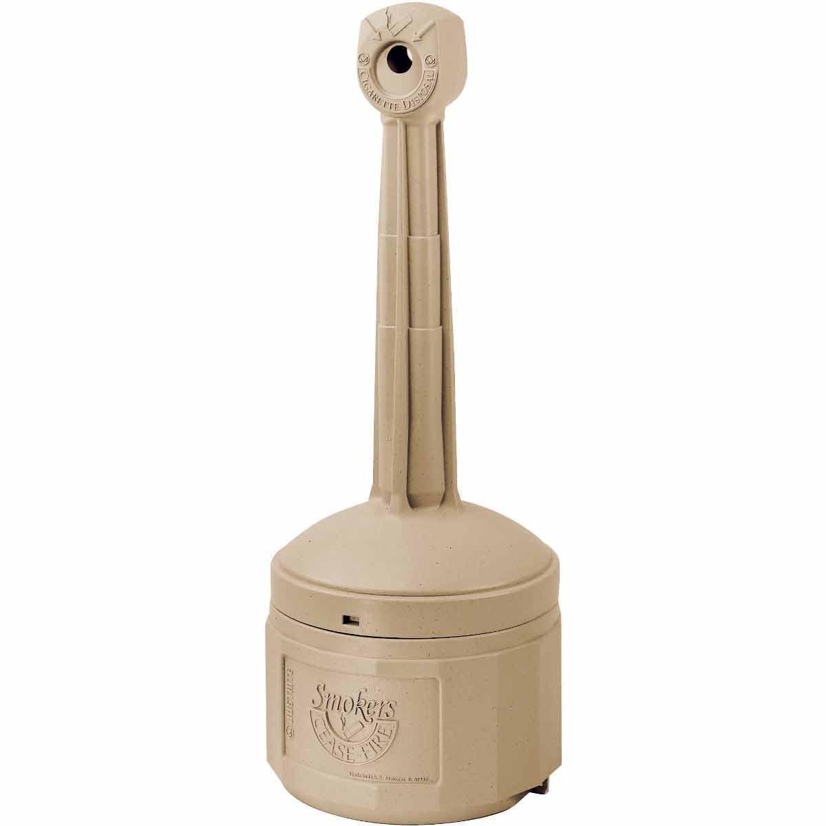 Brady® Smokers Cease Fire® 103676 Cigarette Receptacle, 16-1/2 in W x 38-1/2 in H, Polyethylene, Adobe Beige