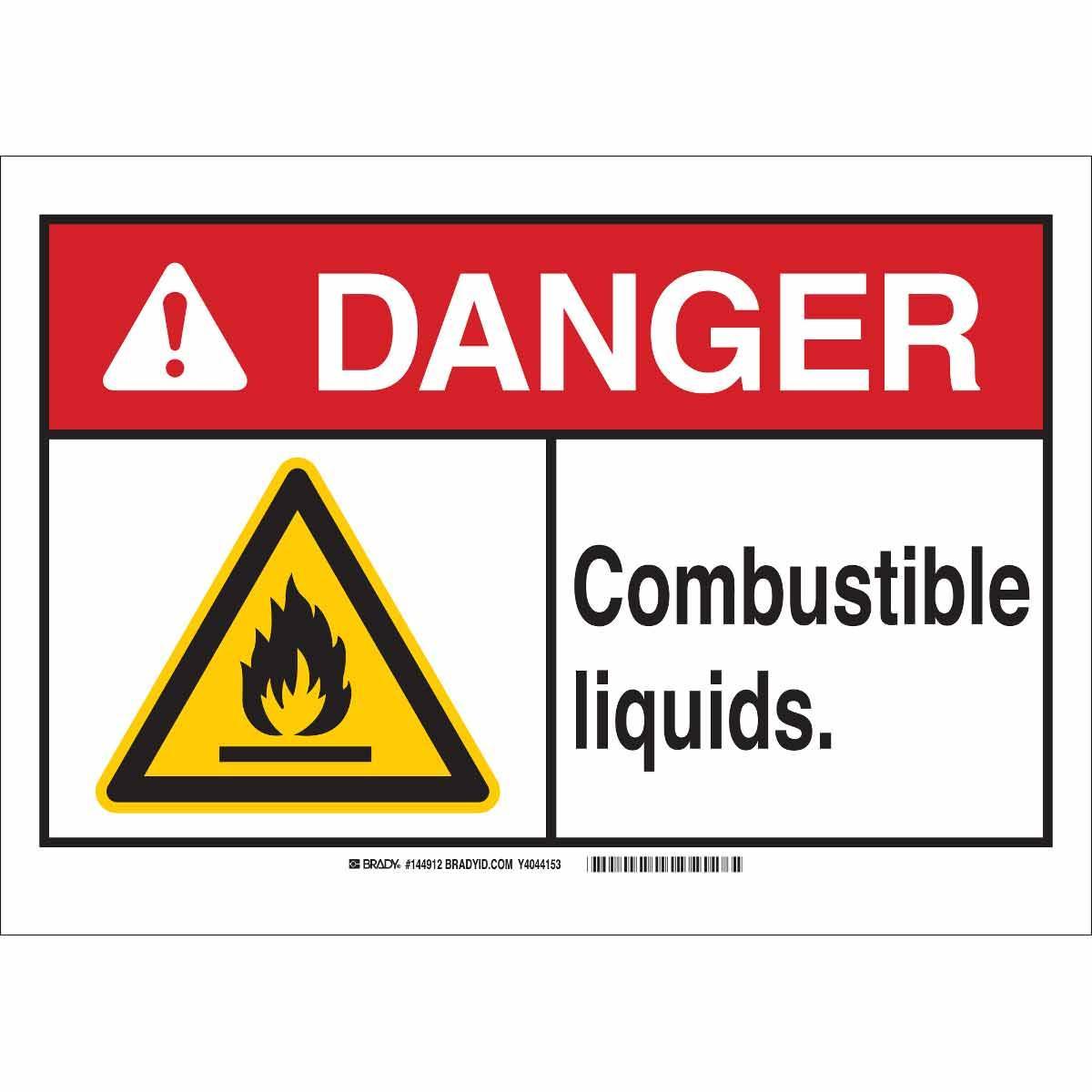 Brady® 144913 High Performance Laminated Non-Reflective Rectangle Safety Sign, DANGER, Symbol/Text, B-302 Polyester, Self-Adhesive Mount, 7 in H x 10 in W, English