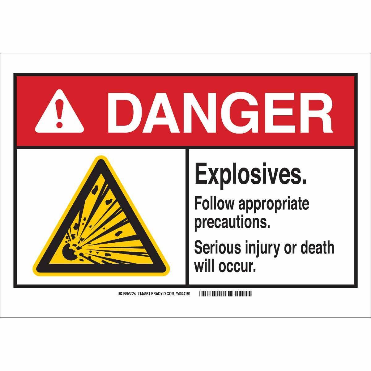 Brady® 144987 Non-Reflective Rectangle Chemical and Hazardous Material Sign, DANGER, Symbol/Text, B-401 Polystyrene, Corner Hole Mount, 10 in H x 14 in W, English