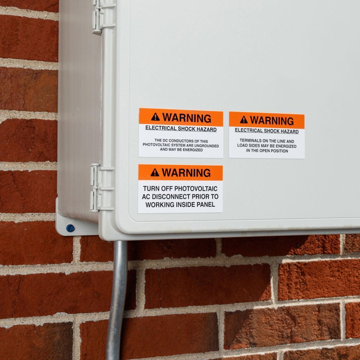 Brady® 149868 Pre-Printed Rectangle Warning Label, 2 in H x 3-3/4 in W x 0.007 in THK, Black/Orange on White, B-920 Vinyl