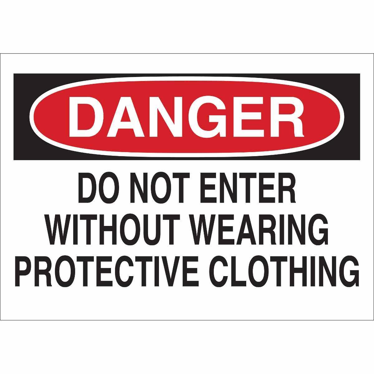 Brady® 40654 Rectangular Personal Protection (PPE) Sign, DANGER, 10 in H x 14 in W, Black/Red on White, B-555 Aluminum, Corner Hole Mount