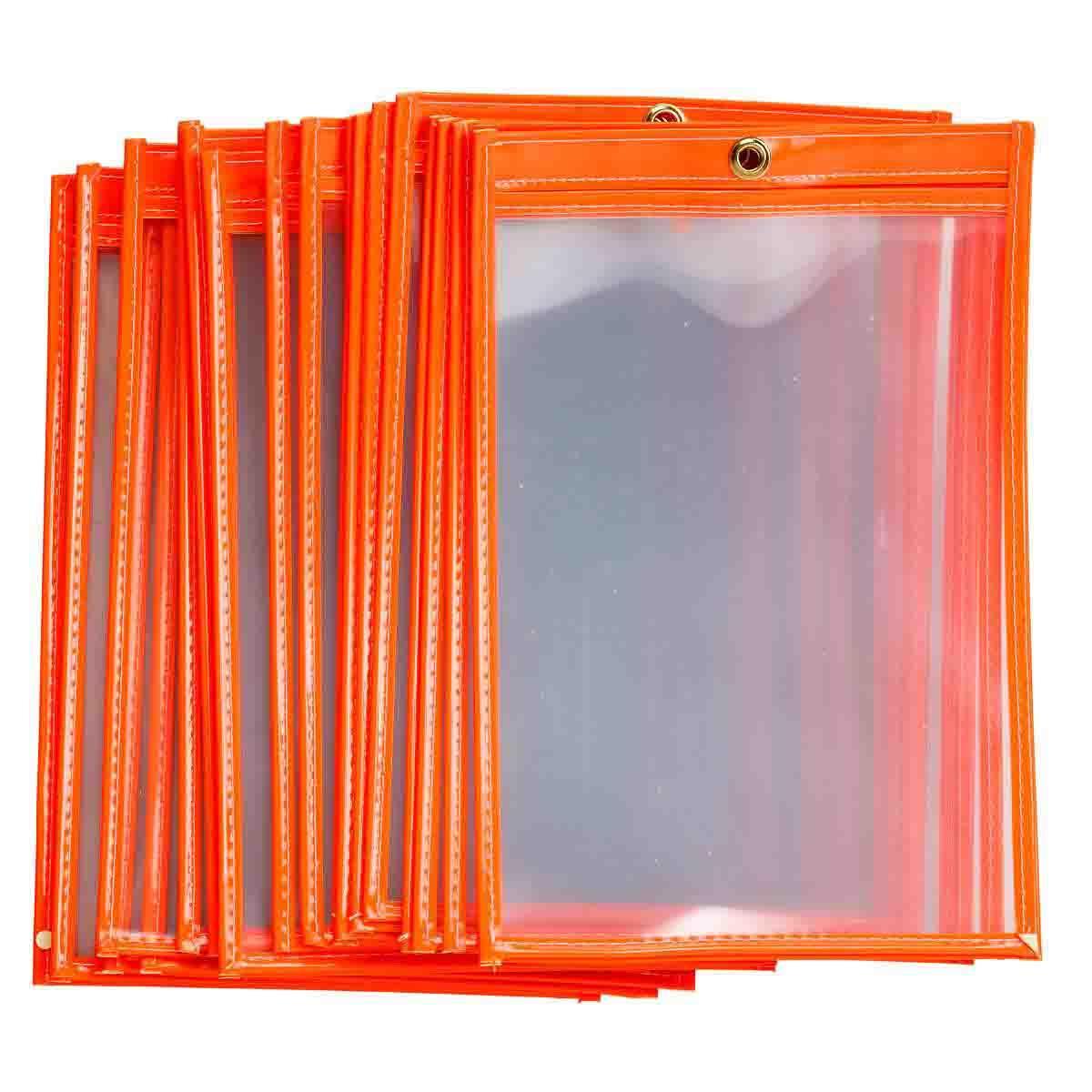 Brady® 56942 Shop Envelope, Fluorescent Shop Envelope Closure, 9 in H x 6 in W, Vinyl, Clear/Fluorescent Orange