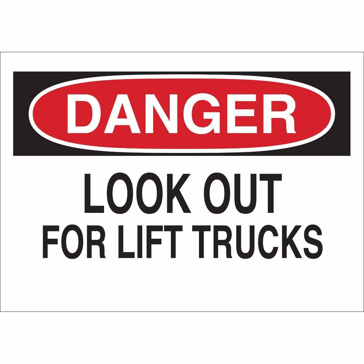 Brady® 122828 Rectangular Forklift and Warehouse Traffic Sign, DANGER, 7 in H x 10 in W, Black/Red on White, B-120 Fiberglass, Corner Hole Mount