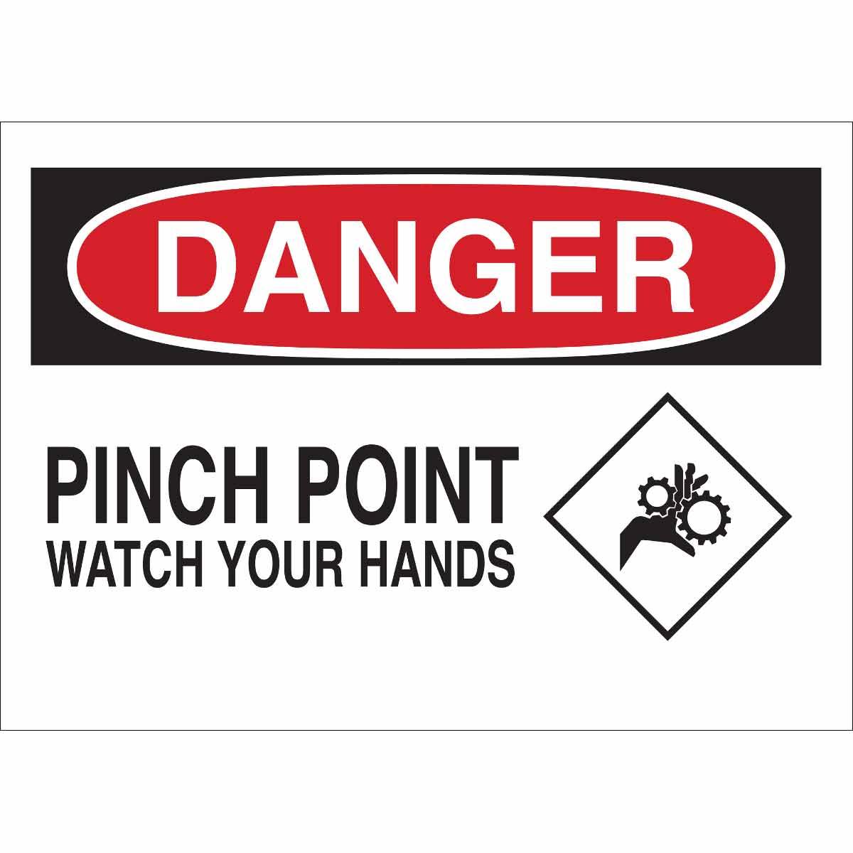Brady® 122743 Rectangular Machine and Equipment Sign, DANGER, 10 in H x 14 in W, Black/Red on White, B-120 Fiberglass, Corner Hole Mount