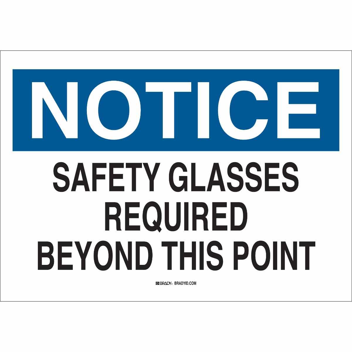 Brady® 87779 Overlaminated Rectangular Personal Protection (PPE) Label, NOTICE, 3-1/2 in H x 5 in W, Black/Blue on White, B-302 Polyester, Self-Adhesive Mount