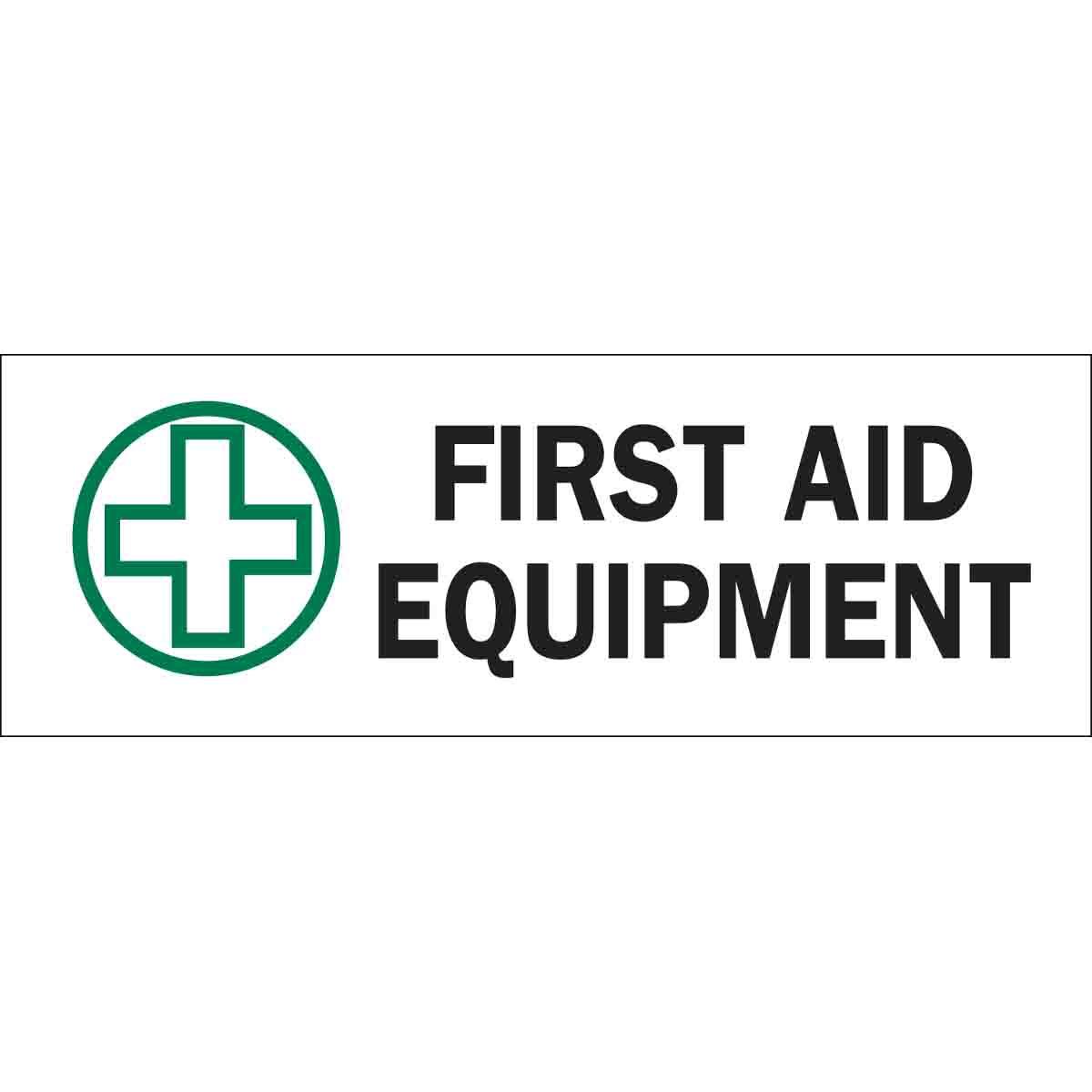 Brady® 70345 Rectangular First Aid Sign, 3-1/2 in H x 10 in W, Black/Green on White, B-120 Fiberglass, Corner Hole Mount
